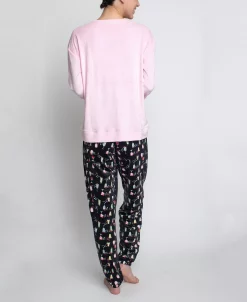 GOODNIGHT KISS Women's Silky Velour Long Sleeve Top And Jog Style Pant Pajama Set, 2 Piece -White Mark Shop 23208071 fpx