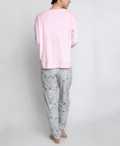 GOODNIGHT KISS Women's Silky Velour Long Sleeve Top And Jog Style Pant Pajama Set, 2 Piece -White Mark Shop 23208077 fpx