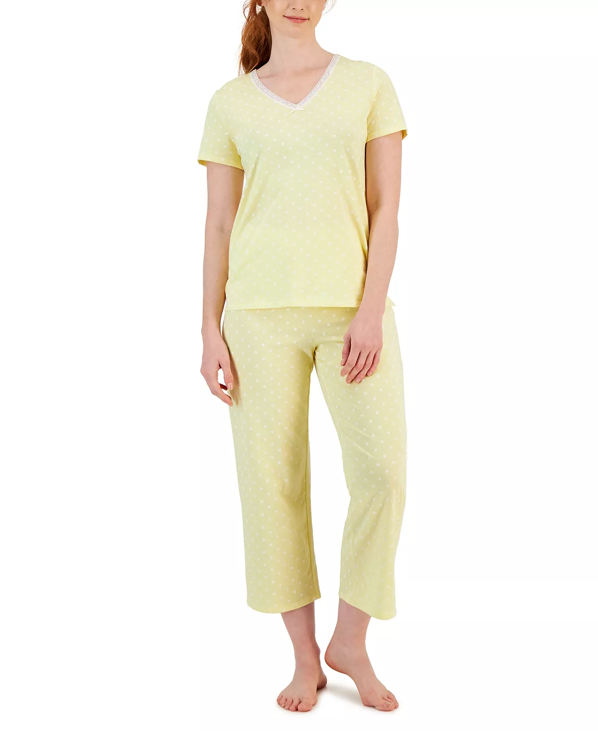 Charter Club Women's Cotton Lace-Trim Essentials Pajamas Set, Created For Macy's 4 Charter Club Women's Cotton Lace-Trim Essentials Pajamas Set, Created For Macy's - Image 4