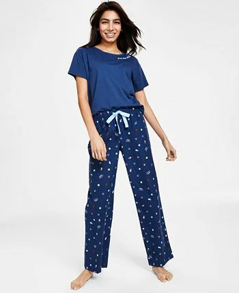 Jenni Cotton Printed Straight Leg Pajama Pants, Created For Macy's 2 Jenni Cotton Printed Straight Leg Pajama Pants, Created For Macy's - Image 2