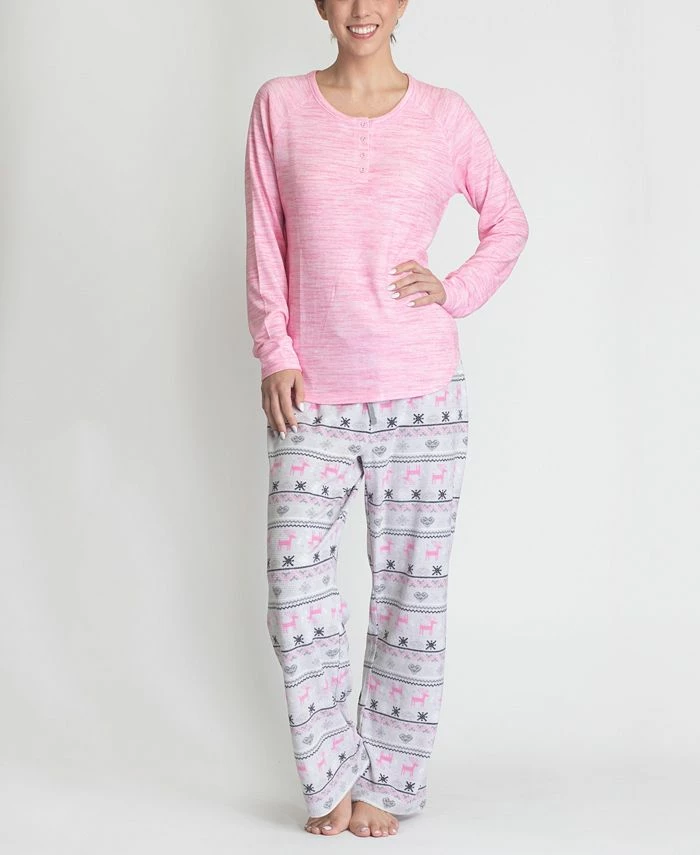 Muk Luks Women's Cozy Sleep And Lounge Set, 2 Piece 1 Muk Luks Women's Cozy Sleep And Lounge Set, 2 Piece