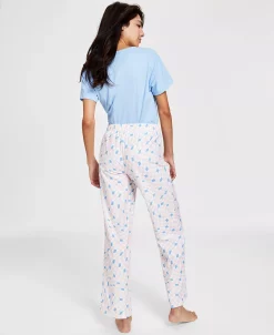Jenni Cotton Printed Straight Leg Pajama Pants, Created For Macy's 10 Jenni Cotton Printed Straight Leg Pajama Pants, Created For Macy's -White Mark Shop 23326298 fpx