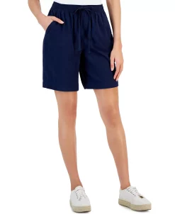 Karen Scott Women's Emilia Cotton Solid-Color Shorts, Created For Macy's 12 Karen Scott Women's Emilia Cotton Solid-Color Shorts, Created For Macy's -White Mark Shop 23367449 fpx