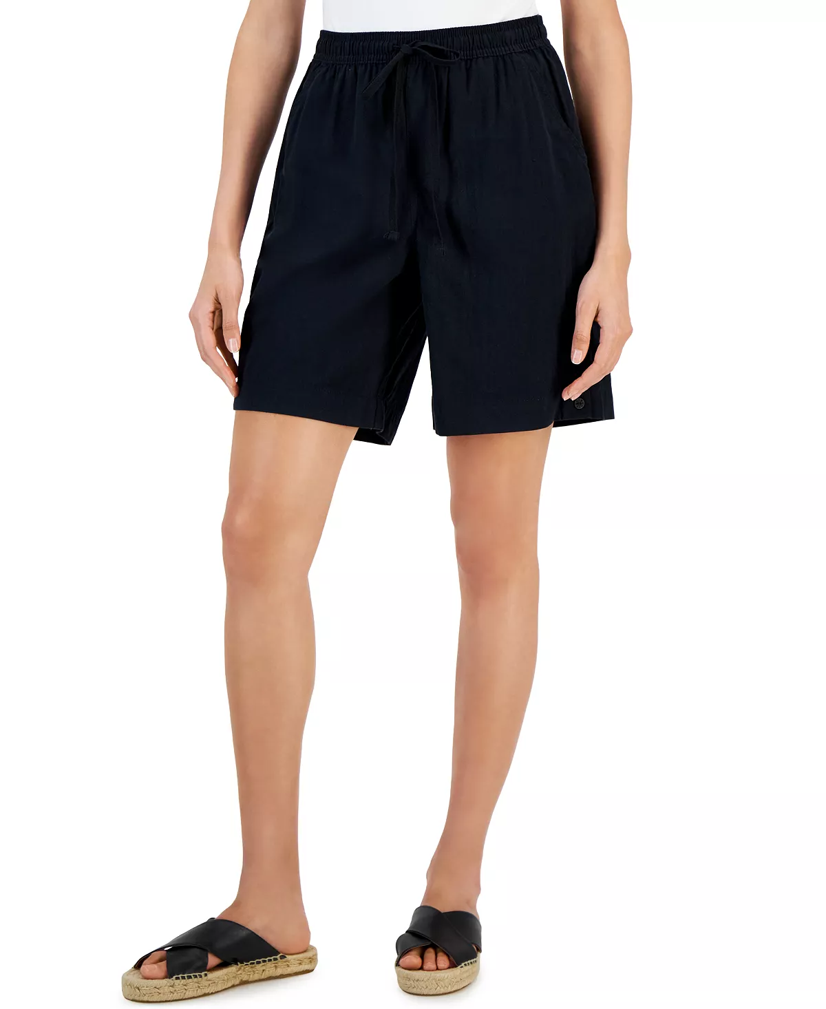 Karen Scott Women's Emilia Cotton Solid-Color Shorts, Created For Macy's 4 Karen Scott Women's Emilia Cotton Solid-Color Shorts, Created For Macy's - Image 4