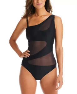 Bar III Natural Beauty Cutout One-Shoulder One-Piece Swimsuit, Created For Macy's -White Mark Shop 23403764 fpx