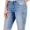 Style & Co Women's Embroidered Denim Bermuda Short, Created For Macy's
