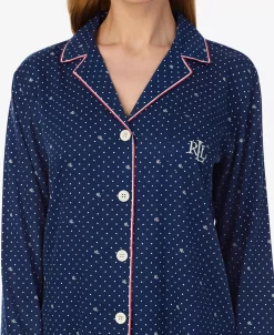 Lauren Ralph Lauren Women's Printed Notched-Collar Pajamas Set 11 Lauren Ralph Lauren Women's Printed Notched-Collar Pajamas Set -White Mark Shop 23412614 fpx