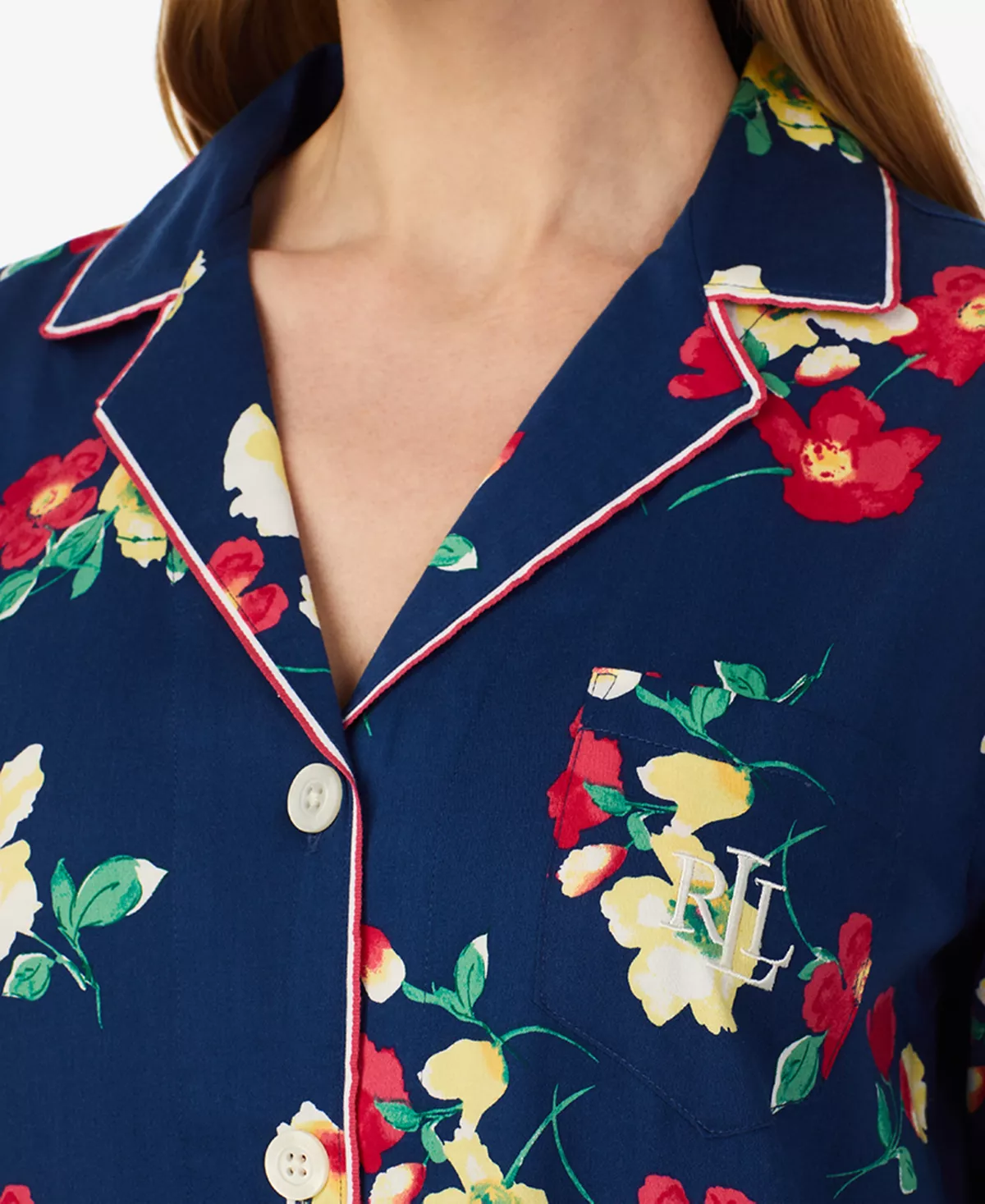 Lauren Ralph Lauren Women's Printed Notched-Collar Pajamas Set 4 Lauren Ralph Lauren Women's Printed Notched-Collar Pajamas Set - Image 4