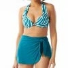 Coco Reef Women's Cameo Halter Push-Up Bikini Top & Halo Sarong Skirted Swim Bottoms