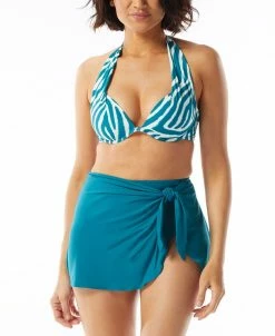 Coco Reef Women's Cameo Halter Push-Up Bikini Top & Halo Sarong Skirted Swim Bottoms