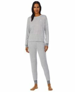 Lauren Ralph Lauren Women's Long-Sleeve Jogger Pajamas Set -White Mark Shop 23444225 fpx