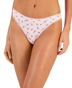 Charter Club Everyday Cotton Women's Lace-Trim Thong, Created For Macy's -White Mark Shop 23444594 fpx