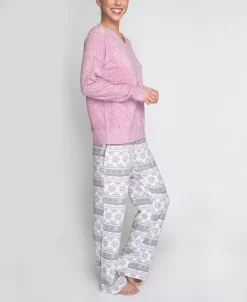 Hanes Women's Stretch Fleece Pajama Set, 2 Piece -White Mark Shop 23463095 fpx