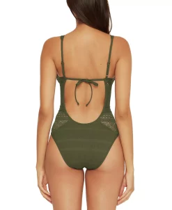 Becca Color Play Crochet Plunge One-Piece Swimsuit -White Mark Shop 23481798 fpx