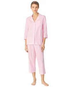 Lauren Ralph Lauren 3/4 Sleeve Classic Notch Collar Capri Pajama Set 10 Lauren Ralph Lauren 3/4 Sleeve Classic Notch Collar Capri Pajama Set -White Mark Shop 23508475 fpx