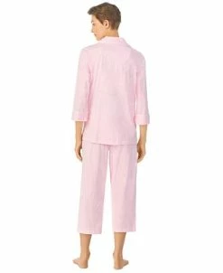 Lauren Ralph Lauren 3/4 Sleeve Classic Notch Collar Capri Pajama Set 8 Lauren Ralph Lauren 3/4 Sleeve Classic Notch Collar Capri Pajama Set -White Mark Shop 23508476 fpx