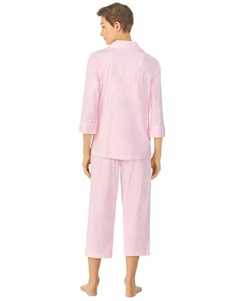Lauren Ralph Lauren 3/4 Sleeve Classic Notch Collar Capri Pajama Set 3 Lauren Ralph Lauren 3/4 Sleeve Classic Notch Collar Capri Pajama Set - Image 3