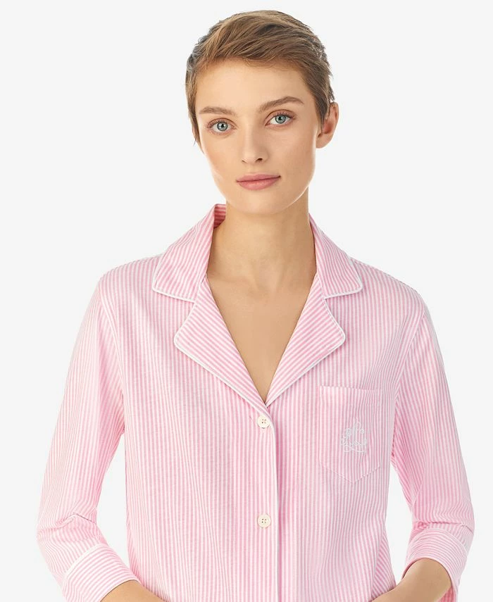 Lauren Ralph Lauren 3/4 Sleeve Classic Notch Collar Capri Pajama Set 4 Lauren Ralph Lauren 3/4 Sleeve Classic Notch Collar Capri Pajama Set - Image 4