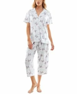 Roudelain Women's Printed Short-Sleeve Capri Pajamas Set