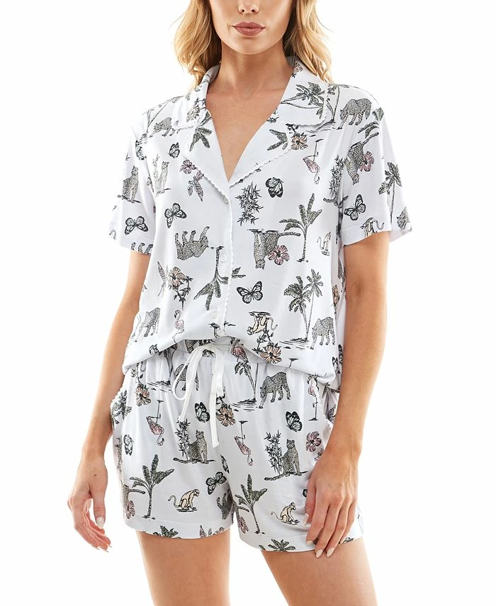 Roudelain Women's Printed Notched-Collar Pajamas Set 4 Roudelain Women's Printed Notched-Collar Pajamas Set - Image 4