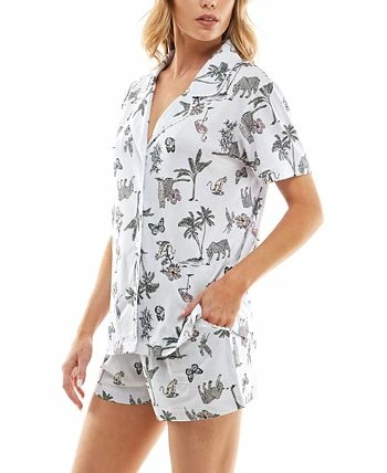 Roudelain Women's Printed Notched-Collar Pajamas Set 6 Roudelain Women's Printed Notched-Collar Pajamas Set - Image 6