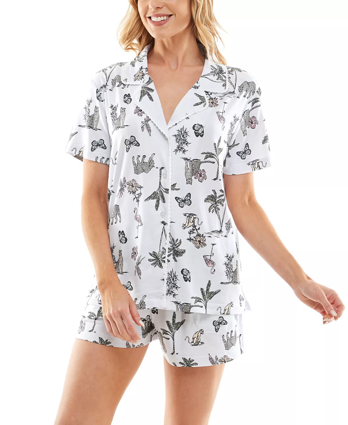 Roudelain Women's Printed Notched-Collar Pajamas Set 10 Roudelain Women's Printed Notched-Collar Pajamas Set - Image 10