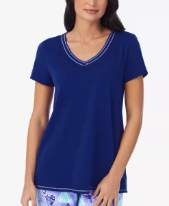 Cuddl Duds Women's Short-Sleeve Printed Capri Pajamas Set -White Mark Shop 23578633 fpx