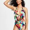 Bar III Women's Tropical Dreams Cowlneck One-Piece Swimsuit, Created For Macy's