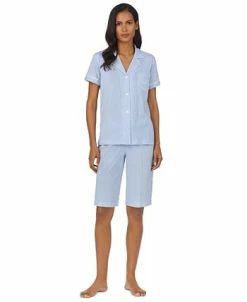 Lauren Ralph Lauren Bingham Bermuda Printed Cotton Pajama Set -White Mark Shop 23643090 fpx