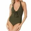 Vince Camuto Women's Plunging Tie-Front Halter One-Piece Swimsuit