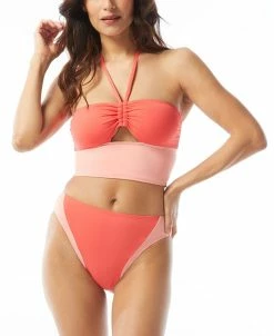 Vince Camuto Women's Bandeau-Style Cropped Tie-Back Bikini Top & High-Leg Bottoms