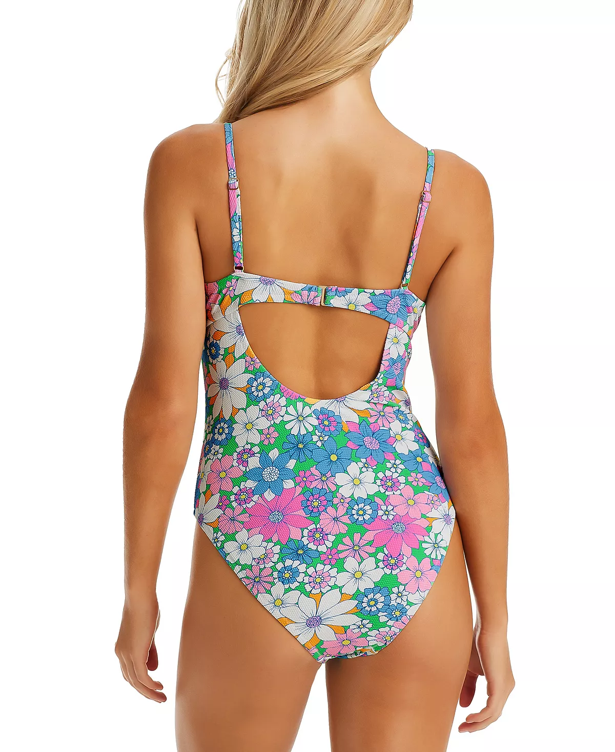 Jessica Simpson Women's Textured Crazy Daisy Heart Ring Cut-Out One-Piece Swimsuit 2 Jessica Simpson Women's Textured Crazy Daisy Heart Ring Cut-Out One-Piece Swimsuit - Image 2