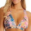 Jessica Simpson Women's Printed Fashionably Late Cross-Back Bikini Top
