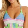 Jessica Simpson Women's Striped Lace-Up On The Horizon Strappy Bikini Swim Top