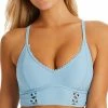 Jessica Simpson Women's Textured Lace-Up Pretty In Pique Dot-Trimmed Cropped Bikini Top