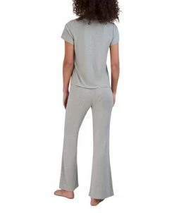 Steve Madden Women's Ribbed Flare-Leg Sleep Pants -White Mark Shop 23758506 fpx