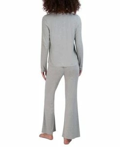 Steve Madden Women's Ribbed Long-Sleeve Sleep Tee -White Mark Shop 23758574 fpx