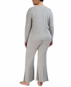 Steve Madden Women's Ribbed Long-Sleeve Sleep Tee -White Mark Shop 23758585 fpx