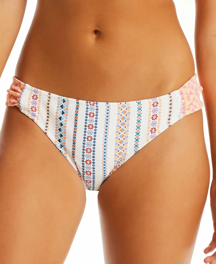 Jessica Simpson Women's Stripe It Up Side-Shirred Hipster Bottoms 1 Jessica Simpson Women's Stripe It Up Side-Shirred Hipster Bottoms