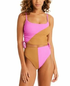Sanctuary Women's Balancing Act Croped Tankini Top & Balancing Act High Waist Bikini Bottoms