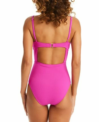 Sanctuary Women's Refresh Ribbed Cutout Bandeau One-Piece Swimsuit 2 Sanctuary Women's Refresh Ribbed Cutout Bandeau One-Piece Swimsuit - Image 2