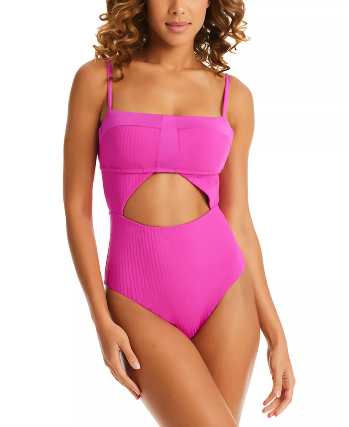 Sanctuary Women's Refresh Ribbed Cutout Bandeau One-Piece Swimsuit 3 Sanctuary Women's Refresh Ribbed Cutout Bandeau One-Piece Swimsuit - Image 3