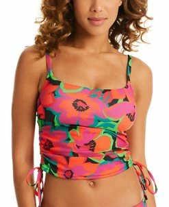 Sanctuary Women's Savage Gardener Side-Shirred Cropped Tankini Top