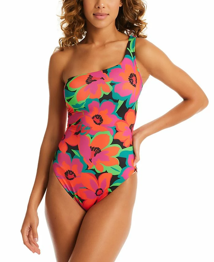 Sanctuary Women's Printed Gardener One-Shoulder One-Piece Swimsuit 1 Sanctuary Women's Printed Gardener One-Shoulder One-Piece Swimsuit