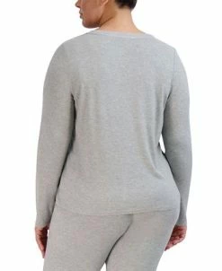 Steve Madden Women's Ribbed Long-Sleeve Sleep Tee -White Mark Shop 23899454 fpx