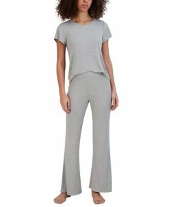 Steve Madden Women's Ribbed Flare-Leg Sleep Pants -White Mark Shop 23899650 fpx
