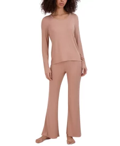 Steve Madden Women's Ribbed Long-Sleeve Sleep Tee -White Mark Shop 23899686 fpx