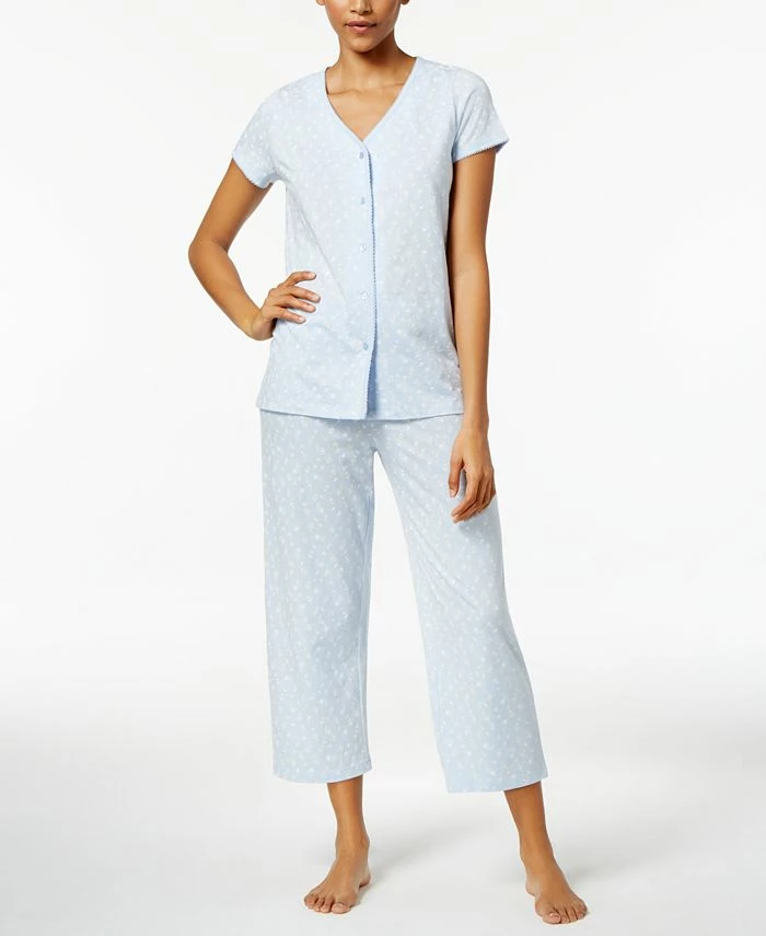 Charter Club Short Sleeve Top And Cropped Pant Cotton Pajama Set, Created For Macy's 1 Charter Club Short Sleeve Top And Cropped Pant Cotton Pajama Set, Created For Macy's